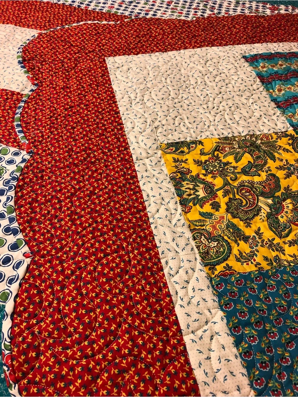 HAND PIECED  - ONE OF A KIND  Multicolor Patchwork Quilt